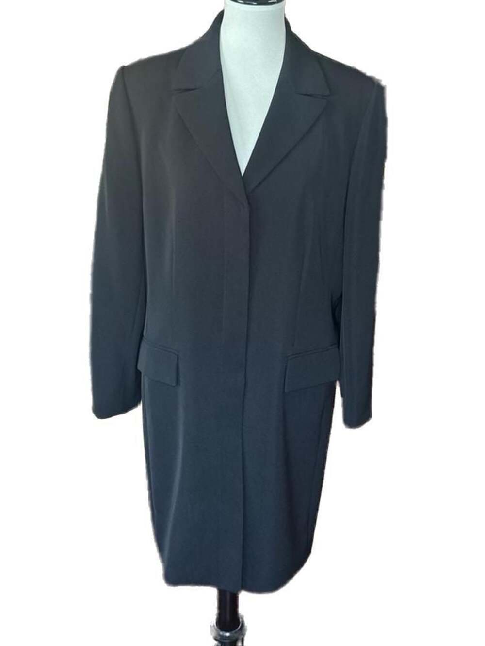 Kasper A.S.L. Black Longline Blazer Coat Dress, 12/14? See measurements